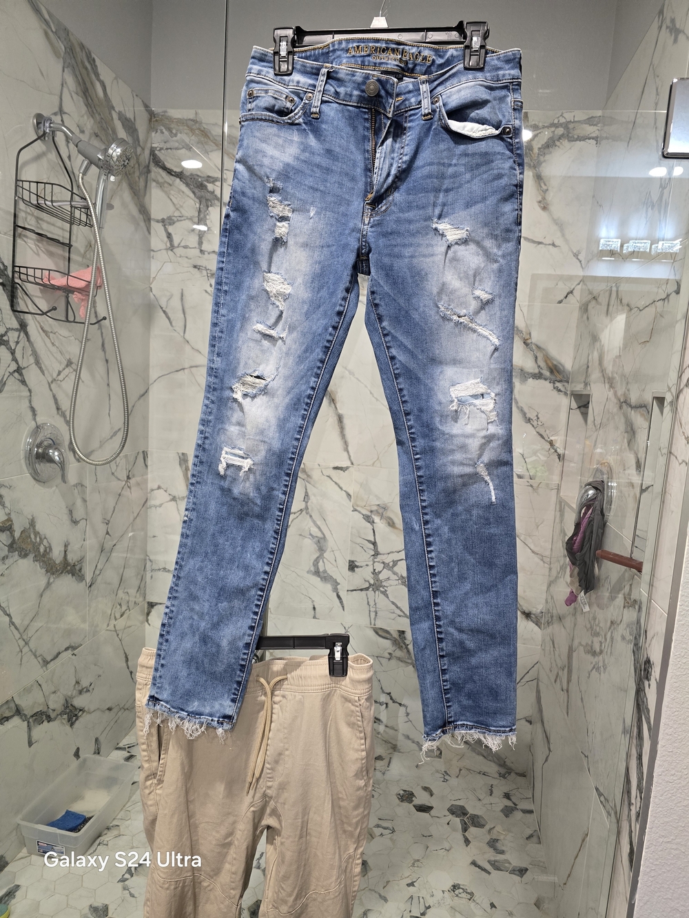American Eagle Outfitters Distressed Light Blue Skinny Jeans